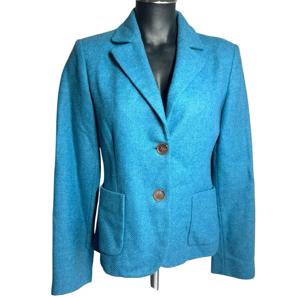 Boden 100% Wool Blazer Women's 10 Runs Small Lined Single Breast Teal Blue